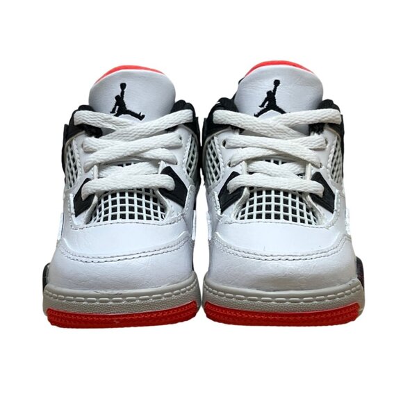 Jordan Toddler White Black Orange Air Retro 4 High Top Sneakers 5C - Picture 3 of 8